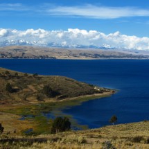 Lago Titicaca with nearly the whole range of Cordillera Real